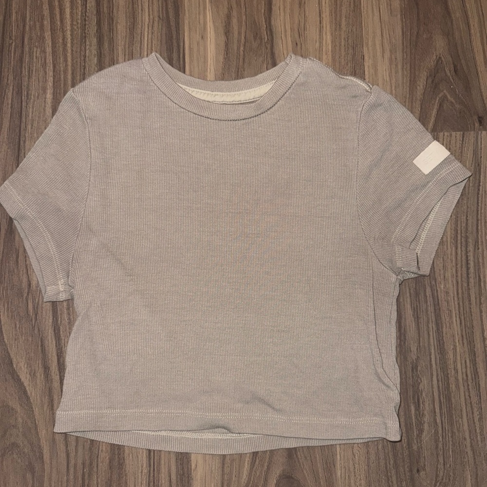 SET Active FORM Crop Ribbed Tee - Stone